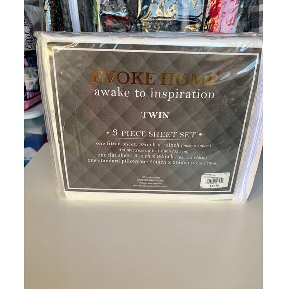 Evoke Home Awake To Inspiration Grey Twin 3 piece Size Sheet Set Microfiber GEO - Picture 2 of 9